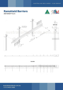 Ramshield Barrier - Australian Bollards - barriers, W-Beam system by Armco Railing - Australian Bollards  